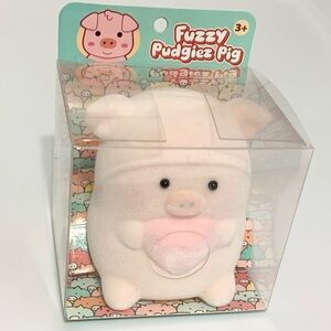 Fuzzy Pudgiez Pink Pig Squishy Squeezy Sensory Toy NEW